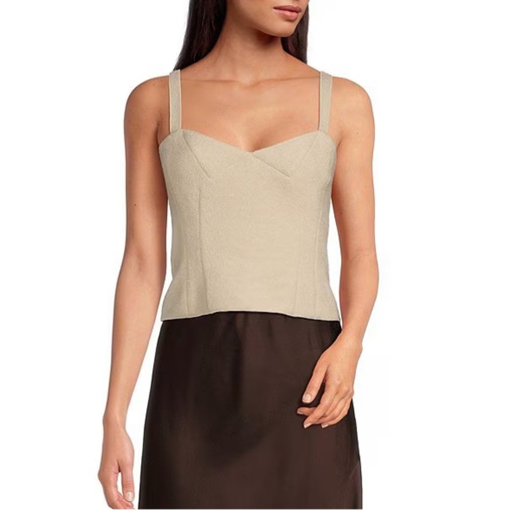Lilly Sisto for Gianni‎ Bini Oatmeal Boucle Tank Top Collar Sleeveless Sz 6,8,10